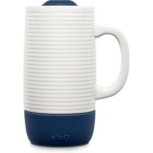 Ello Ogden 16oz Ceramic Travel Mug with Splash-Resistant Slider Lid and Protective Silicone Sleeve, Perfect for Coffee or Tea, BPA-Free, Dishwasher Safe(Midnight)