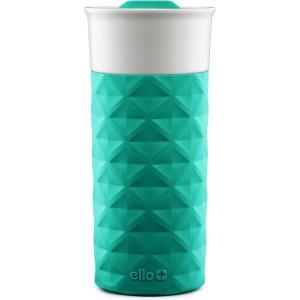 Ello Ogden 16oz Ceramic Travel Mug with Splash-Resistant Slider Lid and Protective Silicone Sleeve, Perfect for Coffee or Tea, BPA-Free, Dishwasher Safe(Teal)