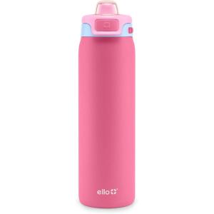 Ello Pop & Fill Stainless Steel Water Bottle with Quick Fill Technology, Double Walled Vacuum Insulated Metal, Leak Proof Locking Lid, Sip & Chug, BPA Free, Holiday Gift for Him Her, 22oz, 32oz, 40oz(Cherry Breeze)