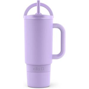 Ello Port 40oz Tumbler with Carry Loop & Integrated Handle, Vacuum Insulated Stainless Steel Reusable Water Bottle, Travel Mug with Leak Proof Lid & Straw, Perfect for Iced Coffee & Tea, Sage(Lilac)