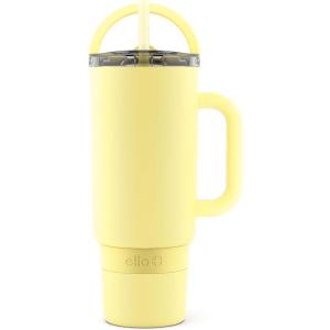 Ello Port 40oz Tumbler with Carry Loop & Integrated Handle, Vacuum Insulated Stainless Steel Reusable Water Bottle, Travel Mug with Leak Proof Lid & Straw, Perfect for Iced Coffee & Tea, Sage(Lemonade)