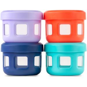 Ello Reusable Condiment Containers 4oz each with Screw-on Leak Proof Lid | Perfect for Salad Dressing Sauce Dips Lunchbox Picnic Travel Bento Box | BPA-Free | Dishwasher Safe(Fruit Cobbler)