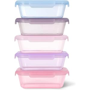 Ello Snap & Nest 10-Piece 4.5 Cup Plastic Meal Prep Set, Reusable Food Containers for Healthy Eating, Freezer, Dishwasher Safe, Sage(Berry Fields)
