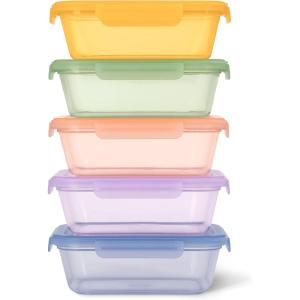 Ello Snap & Nest 10-Piece 4.5 Cup Plastic Meal Prep Set, Reusable Food Containers for Healthy Eating, Freezer, Dishwasher Safe, Sage(Cactus Blooms)