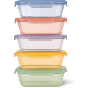 Ello Snap & Nest 10-Piece 4.5 Cup Plastic Meal Prep Set, Reusable Food Containers for Healthy Eating, Freezer, Dishwasher Safe, Sage(Desert Festival)