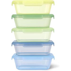 Ello Snap & Nest 10-Piece 4.5 Cup Plastic Meal Prep Set, Reusable Food Containers for Healthy Eating, Freezer, Dishwasher Safe, Sage(Seafoam)