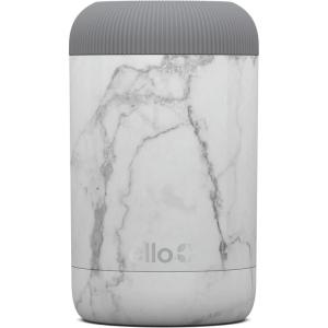 Ello Stainless Steel Insulated Can Cooler | Keeps 12oz, 16oz, Slim Cans, and Glass Bottles Cold | Metal Drink Holder Perfect for Beer, Soda, and Hard Seltzer(White Marble)