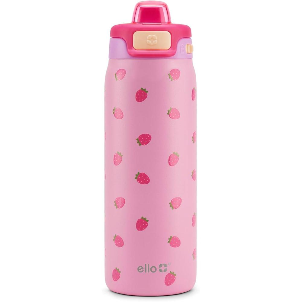imageEllo Pop ampamp Fill 18oz Stainless Steel Kids Water Bottle with Quick Fill Lid Vacuum Insulated BPA Free Bottle with Leak Proof Straw and Chug Lid Dishwasher Safe Gift For Kids Teens Winging ItStrawberries