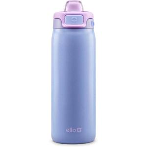 Ello Pop & Fill 18oz Stainless Steel Kids Water Bottle with Quick Fill Lid | Vacuum Insulated BPA Free Bottle with Leak Proof Straw and Chug Lid, Dishwasher Safe, Gift For Kids Teens, Winging It(Shiny: Purple)