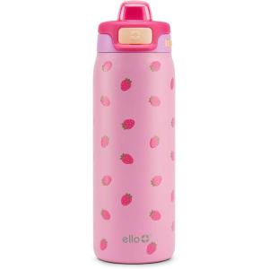 Ello Pop & Fill 18oz Stainless Steel Kids Water Bottle with Quick Fill Lid | Vacuum Insulated BPA Free Bottle with Leak Proof Straw and Chug Lid, Dishwasher Safe, Gift For Kids Teens, Winging It(Strawberries)