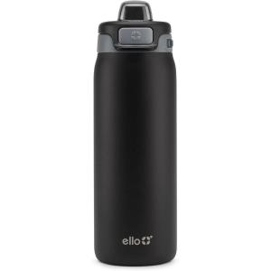 Ello Pop & Fill 18oz Stainless Steel Kids Water Bottle with Quick Fill Lid | Vacuum Insulated BPA Free Bottle with Leak Proof Straw and Chug Lid, Dishwasher Safe, Gift For Kids Teens, Winging It(Tonal Black)