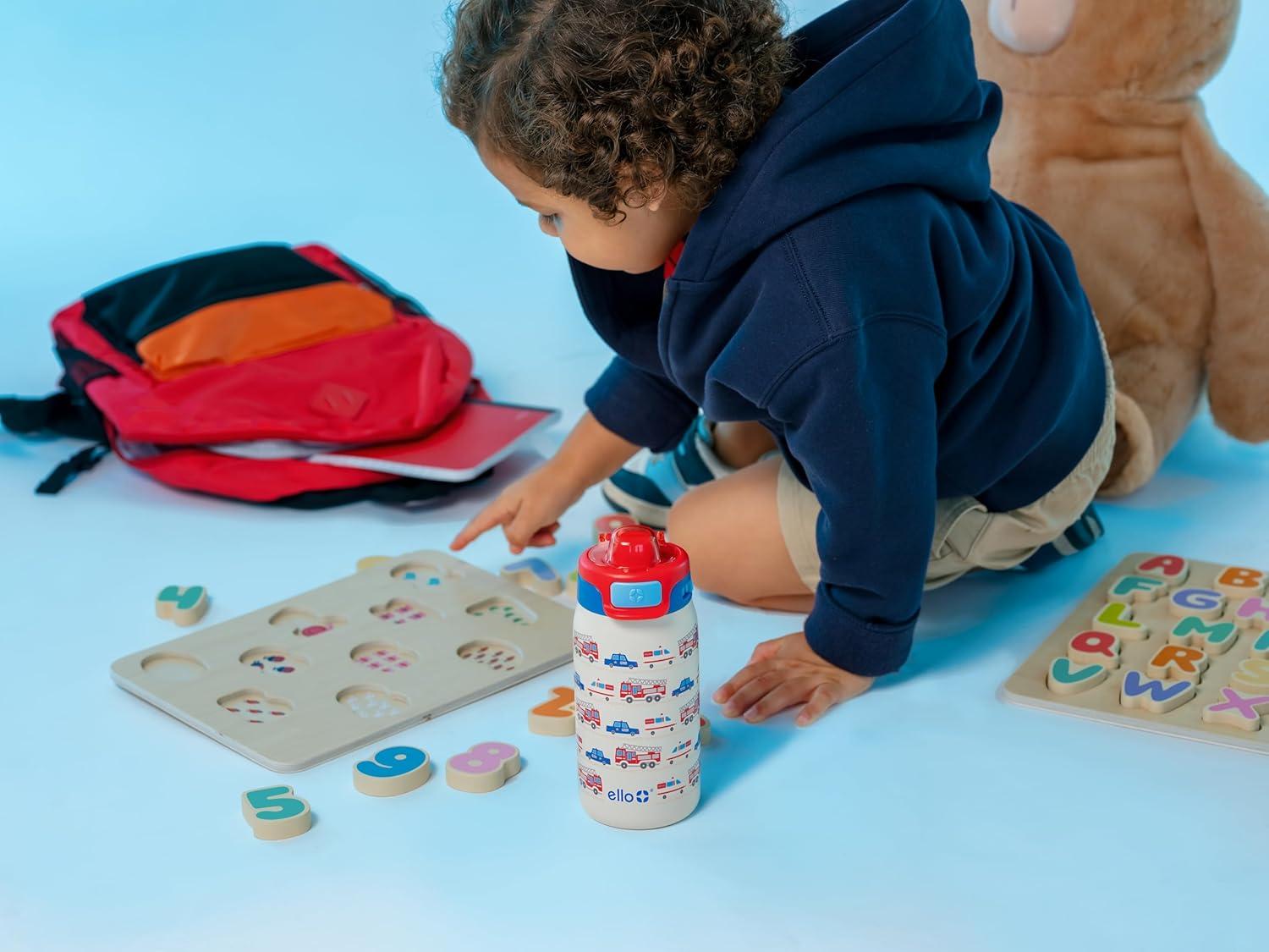 imageEllo Kids Pop ampamp Fill 12oz Toddler Water Bottle with Quick Fill Lid DoubleWall Vacuum Insulated Stainless Steel Leak Proof BPA Free Sip ampamp Chug For School Lunchboxes To the RescueTo the Rescue