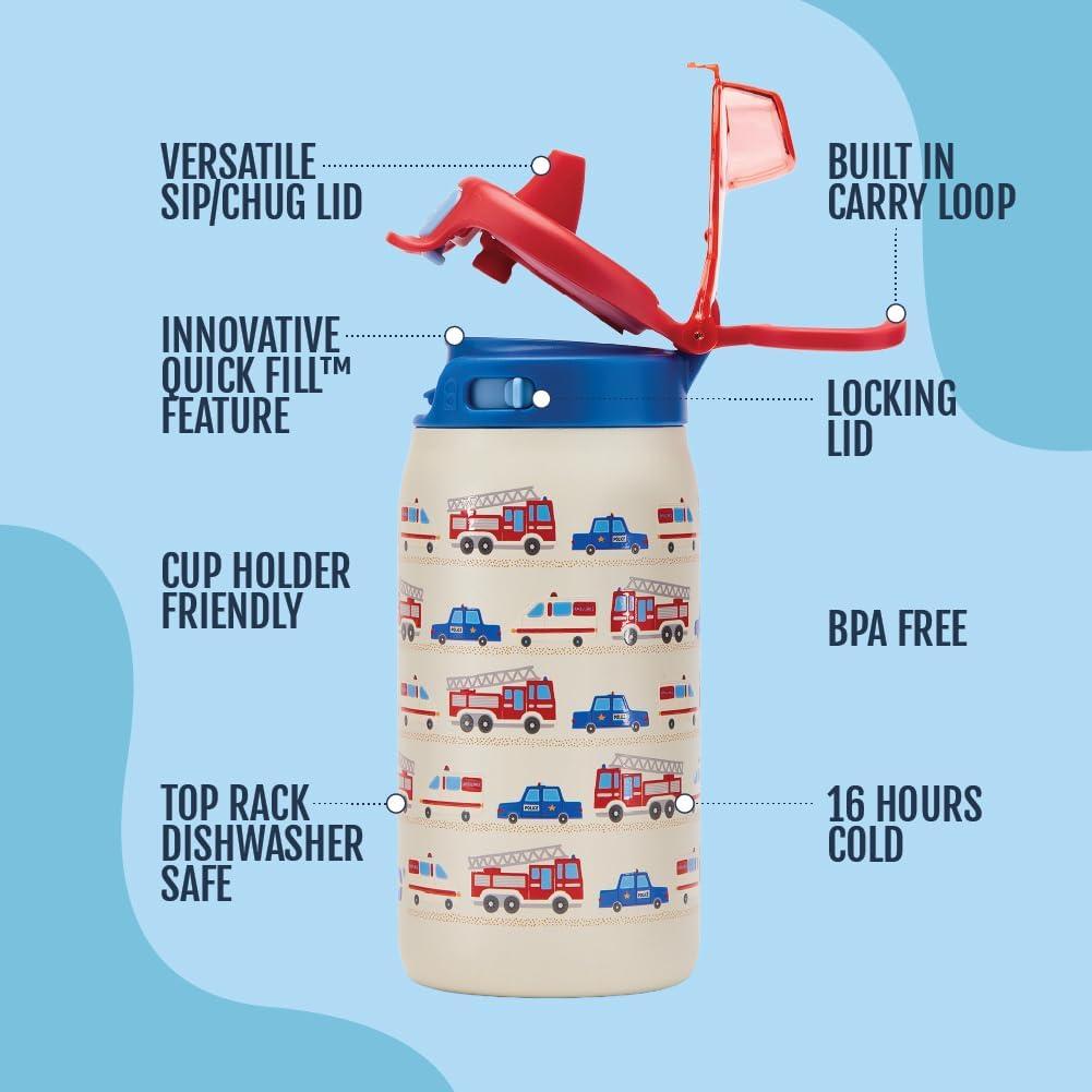 imageEllo Kids Pop ampamp Fill 12oz Toddler Water Bottle with Quick Fill Lid DoubleWall Vacuum Insulated Stainless Steel Leak Proof BPA Free Sip ampamp Chug For School Lunchboxes To the RescueTo the Rescue