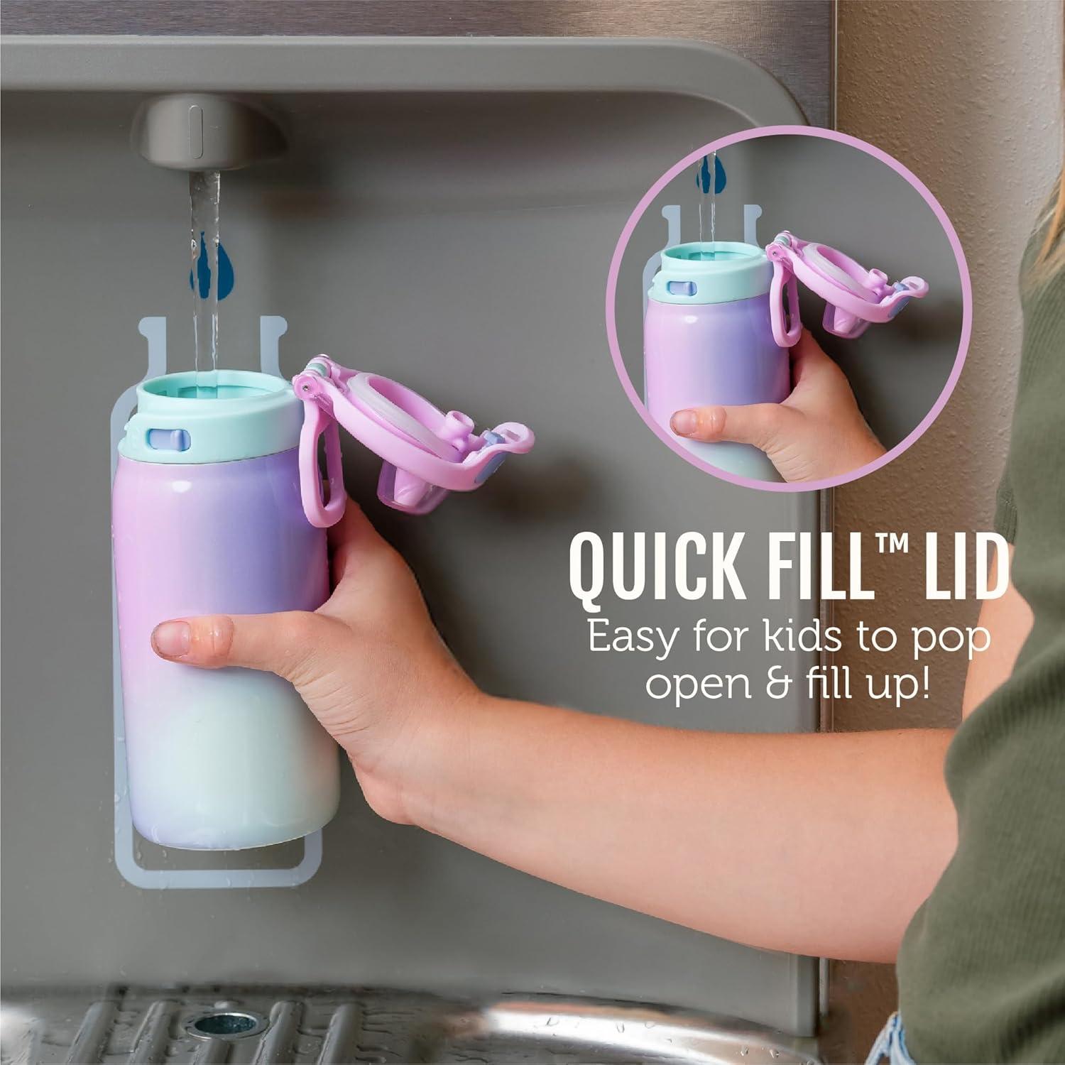 imageEllo Kids Pop ampamp Fill 12oz Toddler Water Bottle with Quick Fill Lid DoubleWall Vacuum Insulated Stainless Steel Leak Proof BPA Free Sip ampamp Chug For School Lunchboxes To the RescuePreppy Cherries