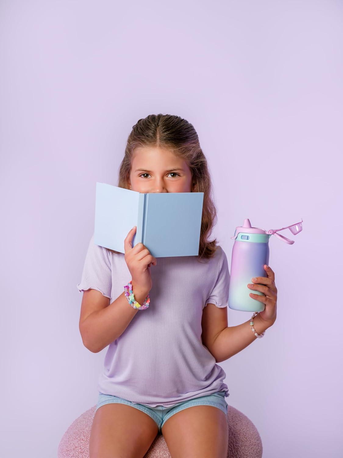 imageEllo Kids Pop ampamp Fill 12oz Toddler Water Bottle with Quick Fill Lid DoubleWall Vacuum Insulated Stainless Steel Leak Proof BPA Free Sip ampamp Chug For School Lunchboxes To the RescuePurple Watercolor