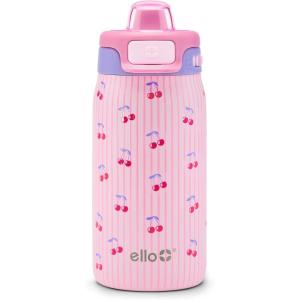 Ello Kids Pop & Fill 12oz Toddler Water Bottle with Quick Fill Lid, Double-Wall Vacuum Insulated Stainless Steel, Leak Proof, BPA Free, Sip & Chug, For School, Lunchboxes, To the Rescue(Preppy Cherries)