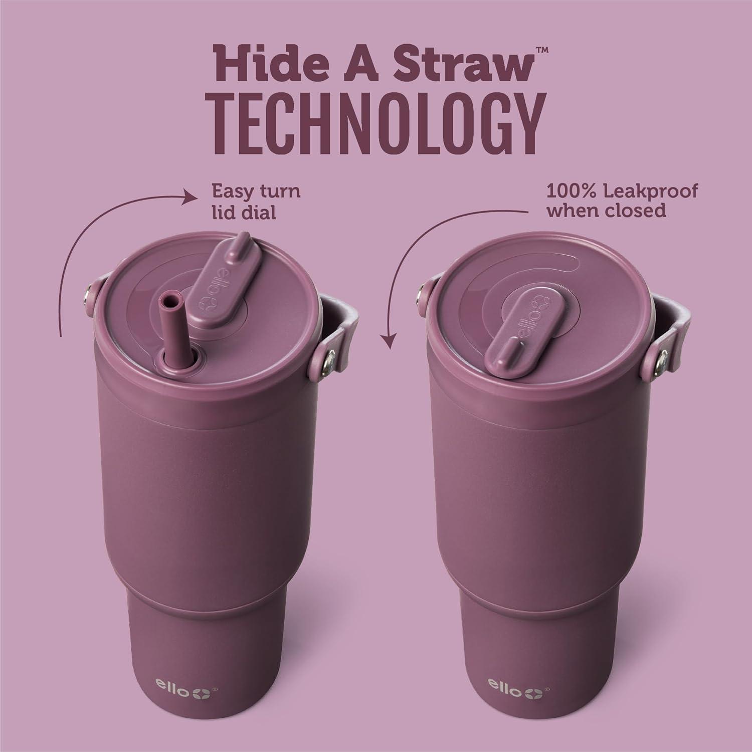 imageEllo Oasis Go 26oz Tumbler with Top Handle and Retracting Straw Reusable Insulated Stainless Steel Cup 100 Leakproof Water Bottle 24 Hours Cold Cup Holder Friendly For Travel Wild RasberryWild Rasberry