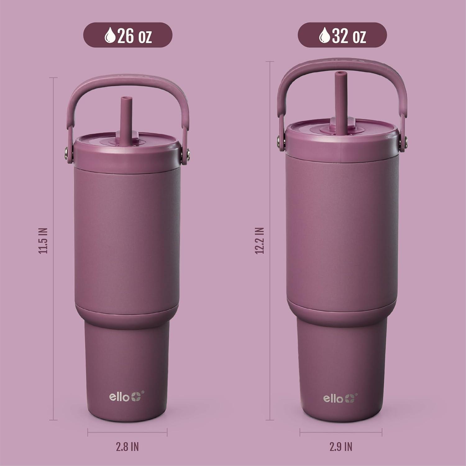 imageEllo Oasis Go 26oz Tumbler with Top Handle and Retracting Straw Reusable Insulated Stainless Steel Cup 100 Leakproof Water Bottle 24 Hours Cold Cup Holder Friendly For Travel Wild RasberryWild Rasberry