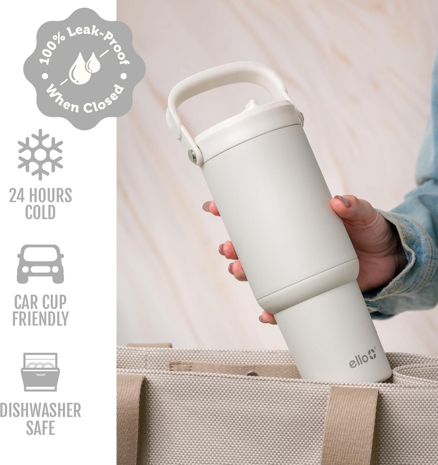 imageEllo Oasis Go 32oz Tumbler with Top Handle and Retracting Straw Reusable Insulated Stainless Steel Cup 100 Leakproof Water Bottle 24 Hours Cold Cup Holder Friendly For Travel DaisiesMineral