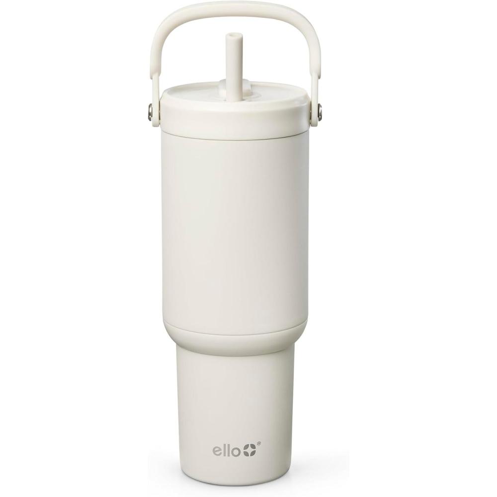 imageEllo Oasis Go 26oz Tumbler with Top Handle and Retracting Straw Reusable Insulated Stainless Steel Cup 100 Leakproof Water Bottle 24 Hours Cold Cup Holder Friendly For Travel MineralMineral