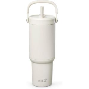 Ello Oasis Go+ 26oz Tumbler with Top Handle and Retracting Straw | Reusable Insulated Stainless Steel Cup, 100% Leakproof Water Bottle, 24 Hours Cold, Cup Holder Friendly For Travel | Mineral(Mineral)