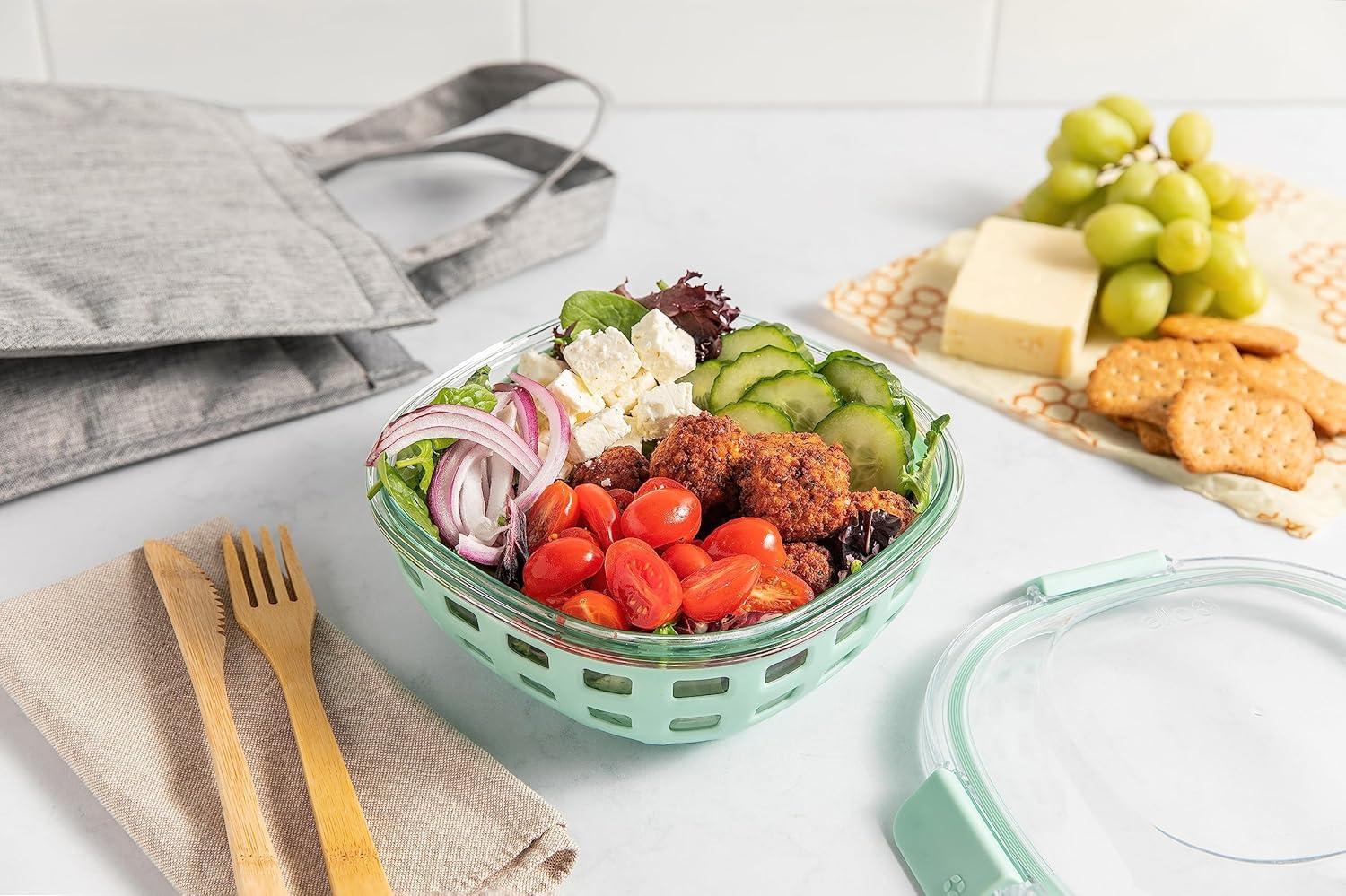 imageEllo Duraglass Meal Prep Container Glass Food Storage Container with Silicone Sleeve and Airtight BPAFree Plastic Lid Dishwasher Microwave and Freezer Safe5 Cup Yucca