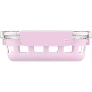 Ello Duraglass Meal Prep Container- Glass Food Storage Container with Silicone Sleeve and Airtight BPA-Free Plastic Lid, Dishwasher, Microwave, and Freezer Safe(1.75 Cup Pink Cashmere)