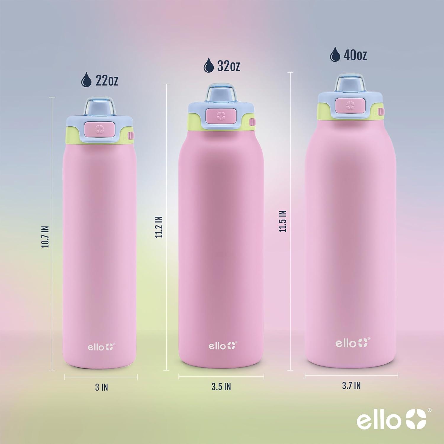 imageEllo Pop amp Fill Insulated Stainless Steel Water Bottle with Quick Fill Lid Leakproof Locking Sip or Chug Spout BPAFree Double Wall Vacuum Insulated for Sports Travel amp School 22oz 32oz 40ozRosy Skyline