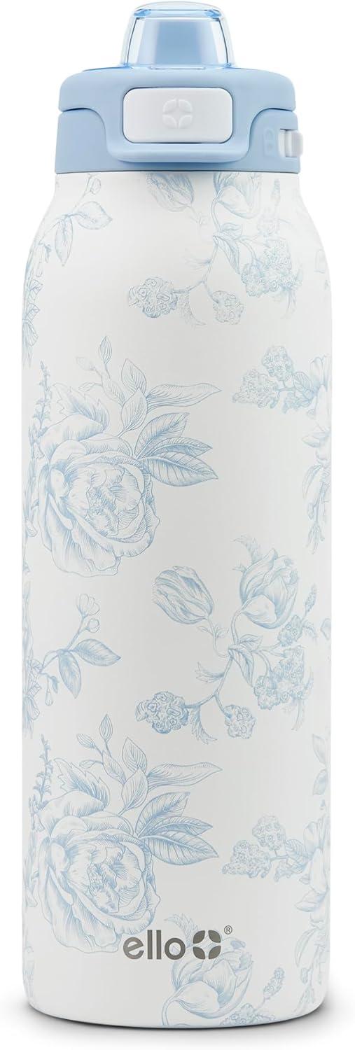 imageEllo Pop amp Fill Insulated Stainless Steel Water Bottle with Quick Fill Lid Leakproof Locking Sip or Chug Spout BPAFree Double Wall Vacuum Insulated for Sports Travel amp School 22oz 32oz 40ozPorcelain Rose