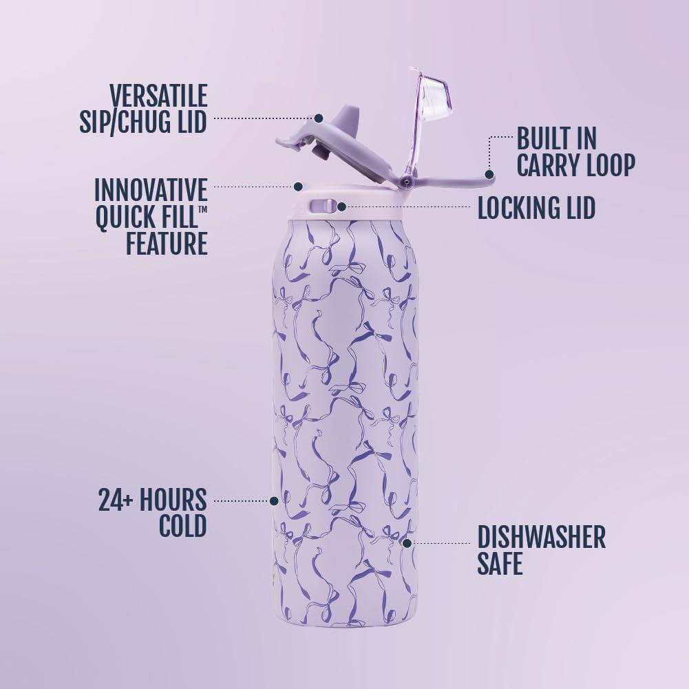 imageEllo Pop amp Fill Insulated Stainless Steel Water Bottle with Quick Fill Lid Leakproof Locking Sip or Chug Spout BPAFree Double Wall Vacuum Insulated for Sports Travel amp School 22oz 32oz 40ozTake a Bow