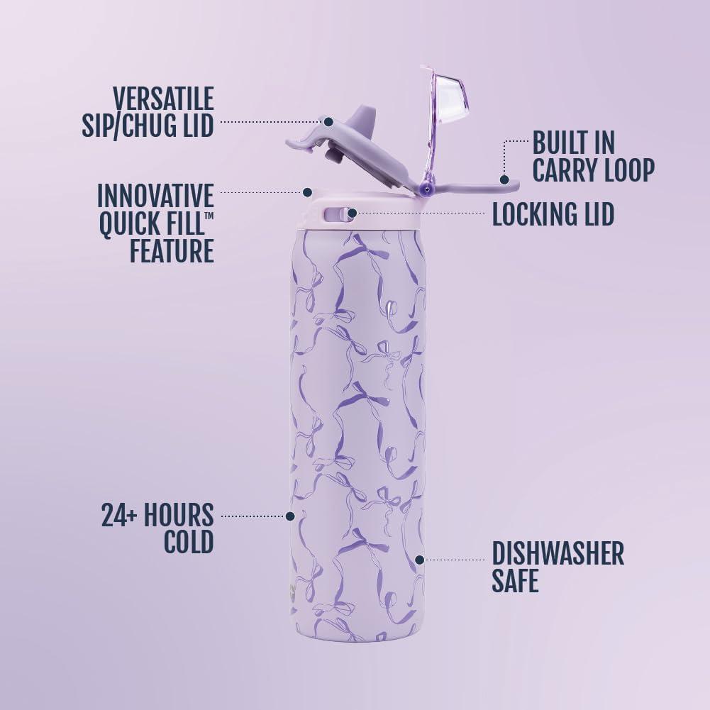 imageEllo Pop amp Fill Insulated Stainless Steel Water Bottle with Quick Fill Lid Leakproof Locking Sip or Chug Spout BPAFree Double Wall Vacuum Insulated for Sports Travel amp School 22oz 32oz 40ozTake a Bow