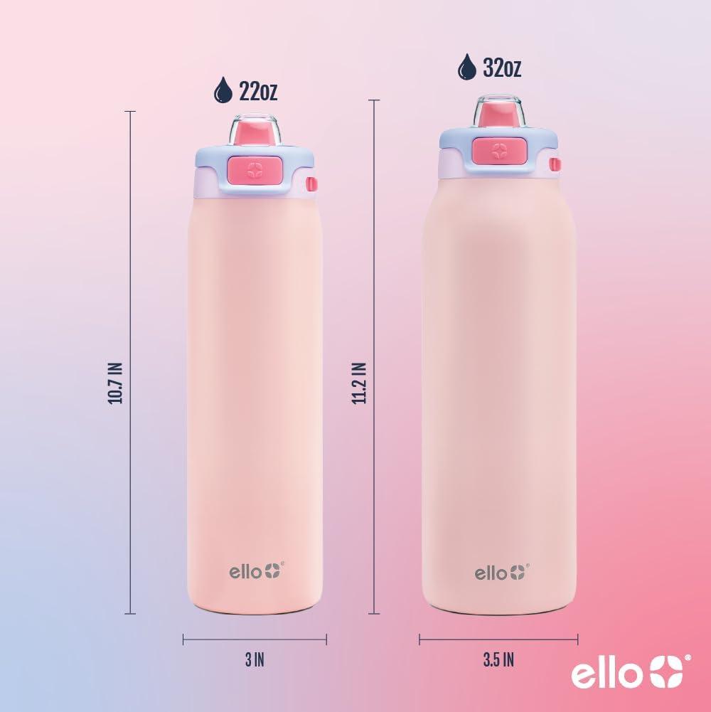 imageEllo Pop amp Fill Insulated Stainless Steel Water Bottle with Quick Fill Lid Leakproof Locking Sip or Chug Spout BPAFree Double Wall Vacuum Insulated for Sports Travel amp School 22oz 32oz 40ozHeavenly Hues