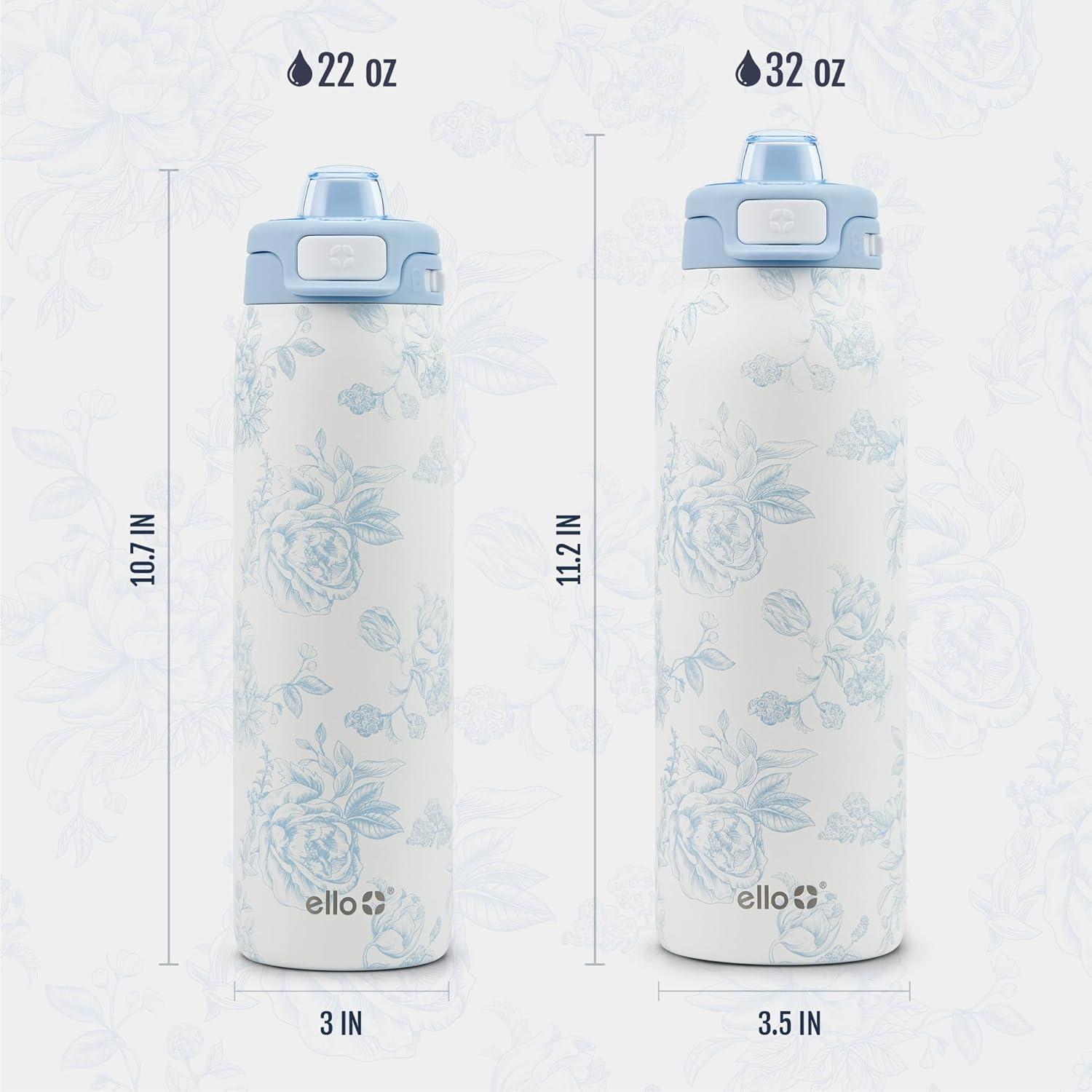 imageEllo Pop amp Fill Insulated Stainless Steel Water Bottle with Quick Fill Lid Leakproof Locking Sip or Chug Spout BPAFree Double Wall Vacuum Insulated for Sports Travel amp School 22oz 32oz 40ozPorcelain Rose