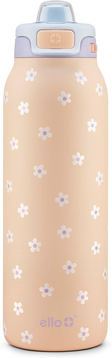 imageEllo Pop amp Fill Insulated Stainless Steel Water Bottle with Quick Fill Lid Leakproof Locking Sip or Chug Spout BPAFree Double Wall Vacuum Insulated for Sports Travel amp School 22oz 32oz 40ozGloss Daisies
