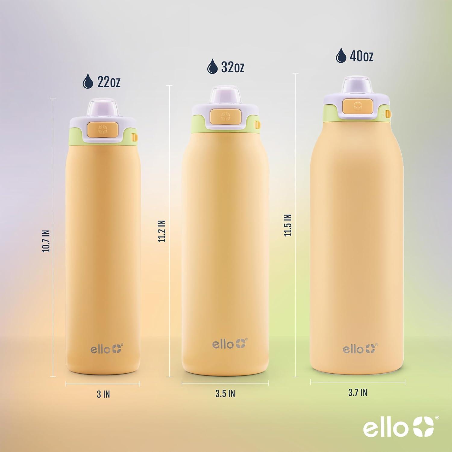 imageEllo Pop amp Fill Insulated Stainless Steel Water Bottle with Quick Fill Lid Leakproof Locking Sip or Chug Spout BPAFree Double Wall Vacuum Insulated for Sports Travel amp School 22oz 32oz 40ozSunset Meadow