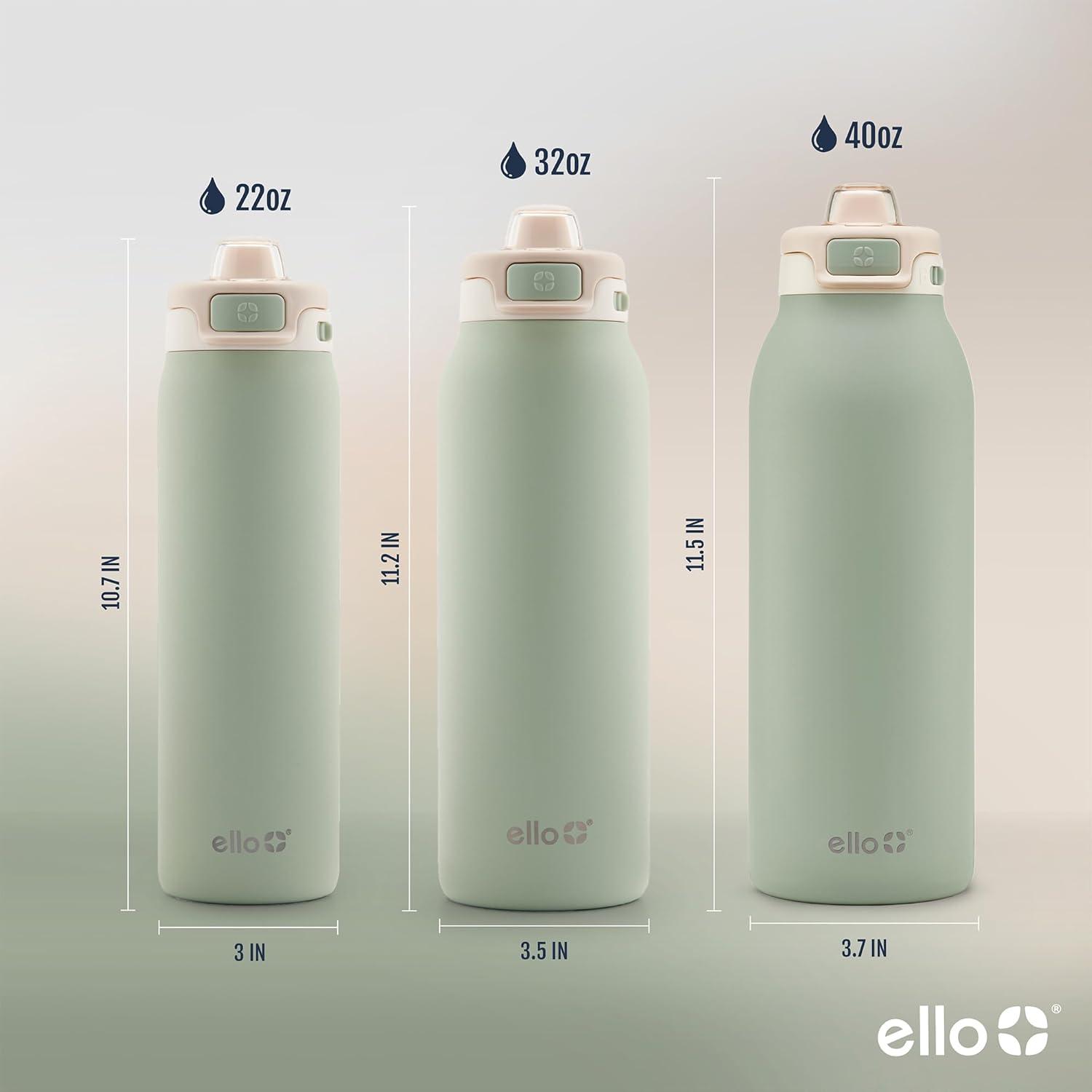 imageEllo Pop amp Fill Insulated Stainless Steel Water Bottle with Quick Fill Lid Leakproof Locking Sip or Chug Spout BPAFree Double Wall Vacuum Insulated for Sports Travel amp School 22oz 32oz 40ozPistachio