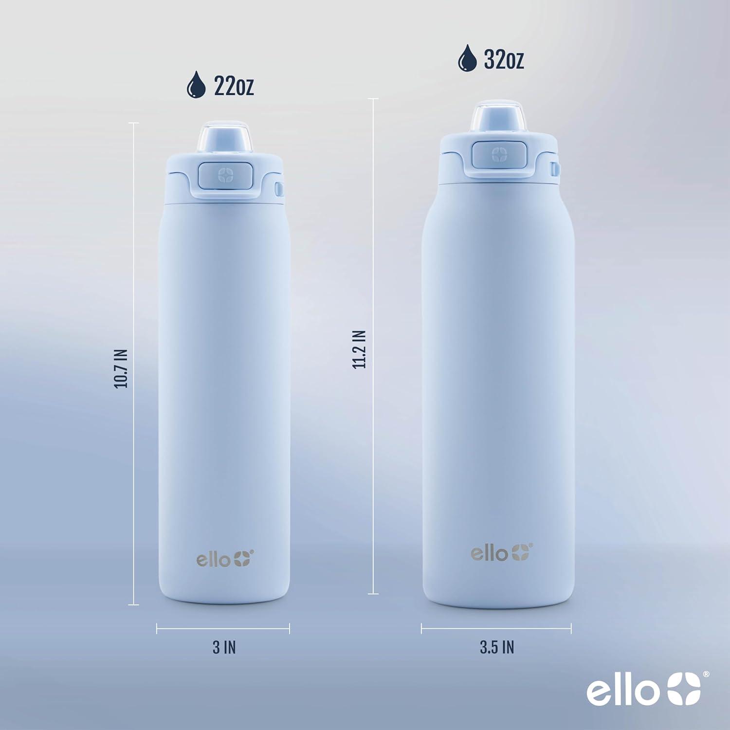 imageEllo Pop amp Fill Insulated Stainless Steel Water Bottle with Quick Fill Lid Leakproof Locking Sip or Chug Spout BPAFree Double Wall Vacuum Insulated for Sports Travel amp School 22oz 32oz 40ozHalogen Blue