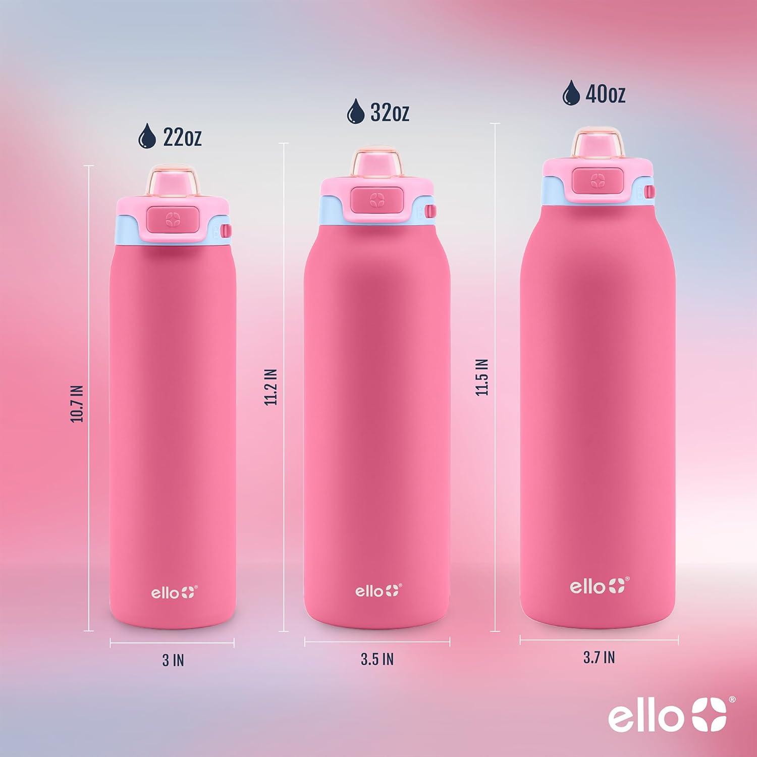 imageEllo Pop amp Fill Insulated Stainless Steel Water Bottle with Quick Fill Lid Leakproof Locking Sip or Chug Spout BPAFree Double Wall Vacuum Insulated for Sports Travel amp School 22oz 32oz 40ozCherry Breeze