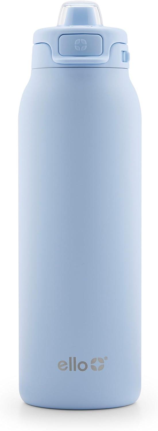 imageEllo Pop amp Fill Insulated Stainless Steel Water Bottle with Quick Fill Lid Leakproof Locking Sip or Chug Spout BPAFree Double Wall Vacuum Insulated for Sports Travel amp School 22oz 32oz 40ozHalogen Blue