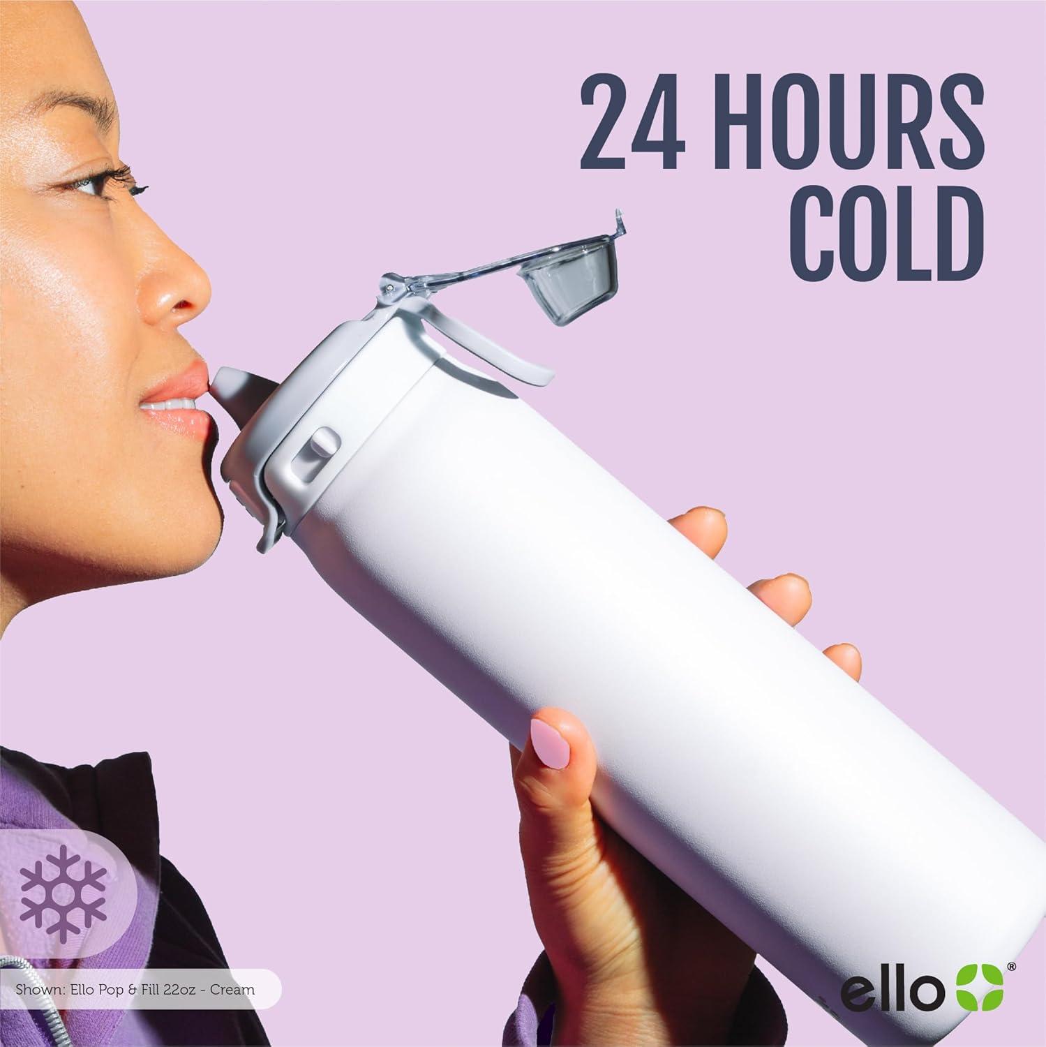 imageEllo Pop amp Fill Insulated Stainless Steel Water Bottle with Quick Fill Lid Leakproof Locking Sip or Chug Spout BPAFree Double Wall Vacuum Insulated for Sports Travel amp School 22oz 32oz 40ozPastel Paradise