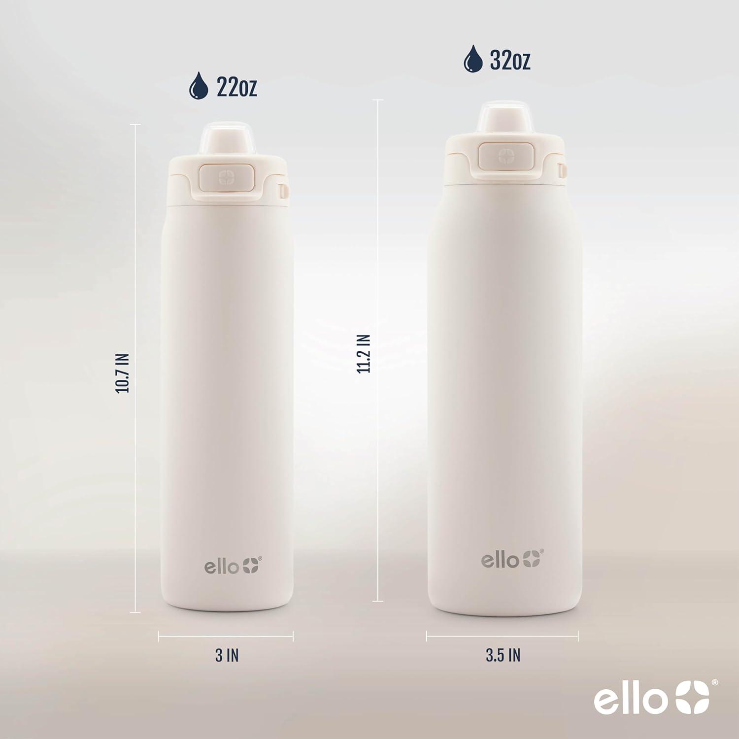 imageEllo Pop amp Fill Insulated Stainless Steel Water Bottle with Quick Fill Lid Leakproof Locking Sip or Chug Spout BPAFree Double Wall Vacuum Insulated for Sports Travel amp School 22oz 32oz 40ozCream