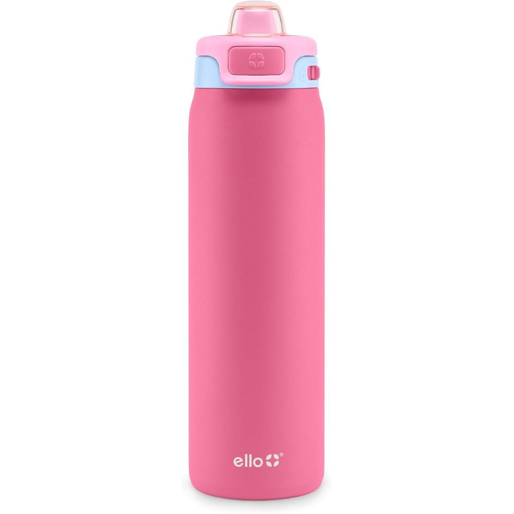 imageEllo Pop amp Fill Insulated Stainless Steel Water Bottle with Quick Fill Lid Leakproof Locking Sip or Chug Spout BPAFree Double Wall Vacuum Insulated for Sports Travel amp School 22oz 32oz 40ozCherry Breeze