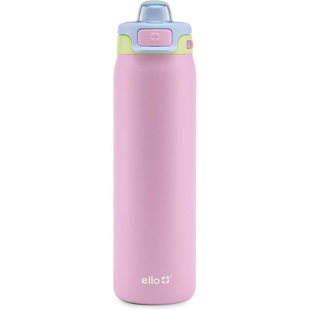 imageEllo Pop amp Fill Insulated Stainless Steel Water Bottle with Quick Fill Lid Leakproof Locking Sip or Chug Spout BPAFree Double Wall Vacuum Insulated for Sports Travel amp School 22oz 32oz 40ozRosy Skyline