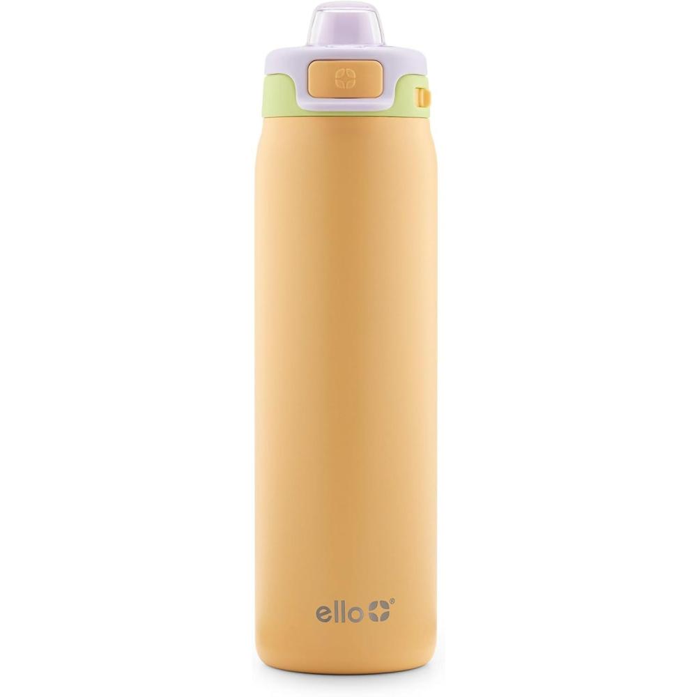 imageEllo Pop amp Fill Insulated Stainless Steel Water Bottle with Quick Fill Lid Leakproof Locking Sip or Chug Spout BPAFree Double Wall Vacuum Insulated for Sports Travel amp School 22oz 32oz 40ozSunset Meadow