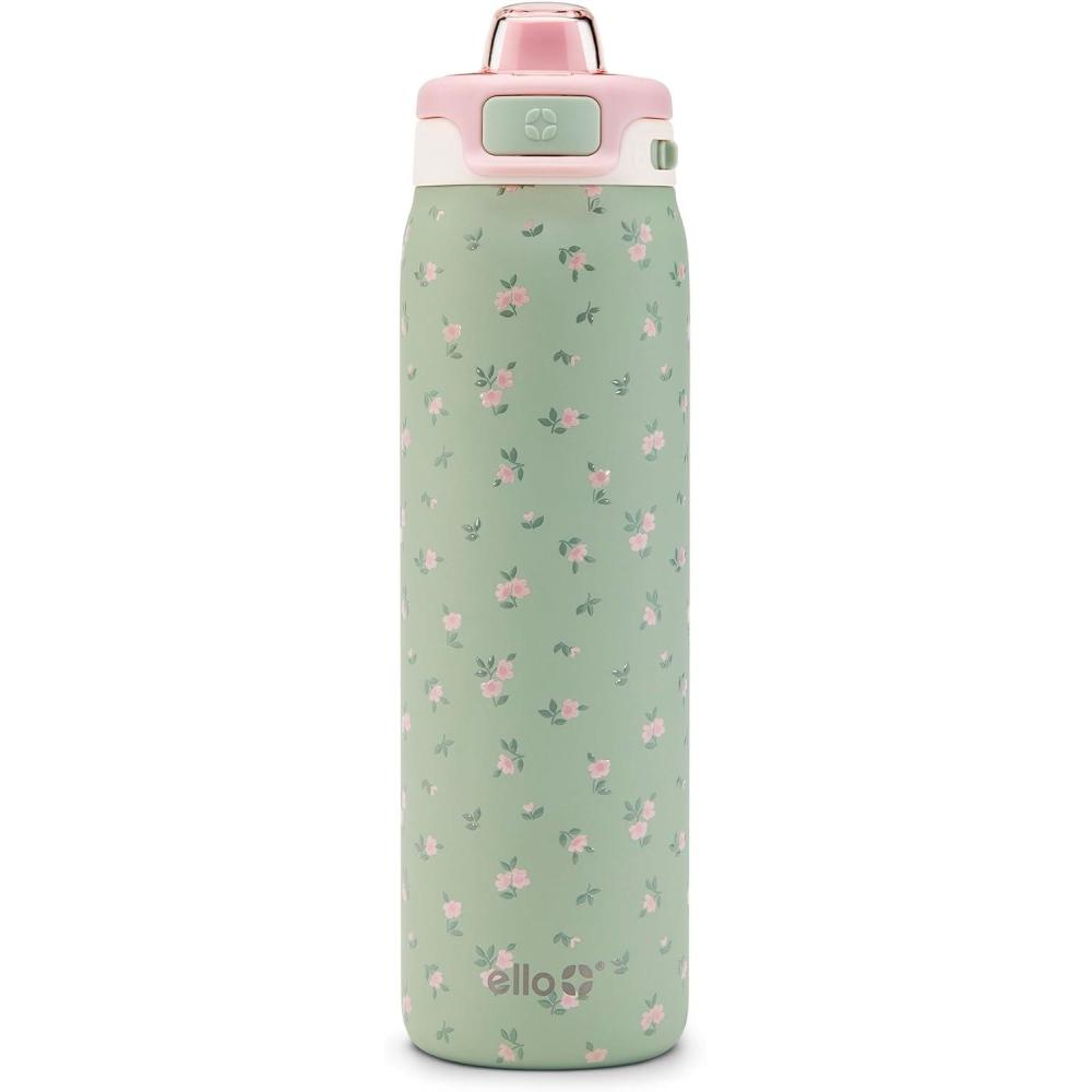 imageEllo Pop amp Fill Insulated Stainless Steel Water Bottle with Quick Fill Lid Leakproof Locking Sip or Chug Spout BPAFree Double Wall Vacuum Insulated for Sports Travel amp School 22oz 32oz 40ozFull Bloom