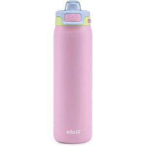 Ello Pop & Fill Insulated Stainless Steel Water Bottle with Quick Fill Lid, Leakproof Locking, Sip or Chug Spout, BPA-Free, Double Wall Vacuum Insulated for Sports, Travel & School- 22oz / 32oz / 40oz(Rosy Skyline)