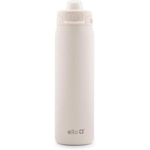 Ello Pop & Fill Insulated Stainless Steel Water Bottle with Quick Fill Lid, Leakproof Locking, Sip or Chug Spout, BPA-Free, Double Wall Vacuum Insulated for Sports, Travel & School- 22oz / 32oz / 40oz(Cream)