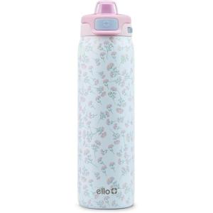 Ello Pop & Fill Insulated Stainless Steel Water Bottle with Quick Fill Lid, Leakproof Locking, Sip or Chug Spout, BPA-Free, Double Wall Vacuum Insulated for Sports, Travel & School- 22oz / 32oz / 40oz(Serene Blooms)
