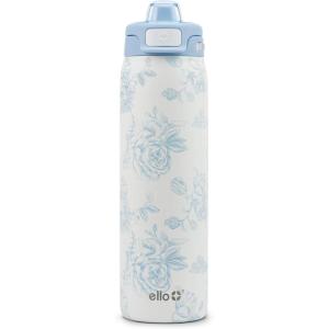 Ello Pop & Fill Insulated Stainless Steel Water Bottle with Quick Fill Lid, Leakproof Locking, Sip or Chug Spout, BPA-Free, Double Wall Vacuum Insulated for Sports, Travel & School- 22oz / 32oz / 40oz(Porcelain Rose)