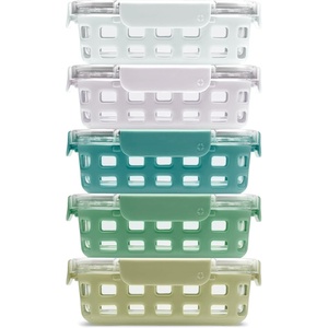 Ello Duraglass Refresh 3.4 Cup Meal Prep Sets 10Pc, 5 Pack Set- Glass Food Storage Container with Silicone Boot and Airtight BPA-Free Plastic Lids, Dishwasher, Microwave and Freezer Safe, Melon(Olive Tree)